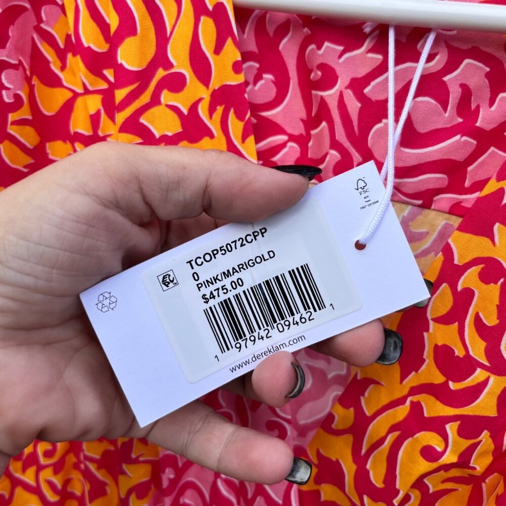 NWT Derek Lam 10 Crosby Tora Printed Dress in Pink Marigold Size 0 - Picture 11 of 11